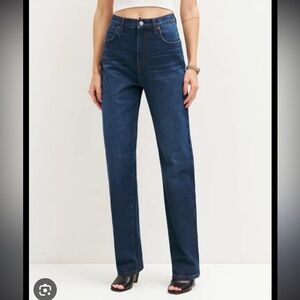 Reformation Elan Ultra High Rise Straight Leg Jeans - Dark Wash
